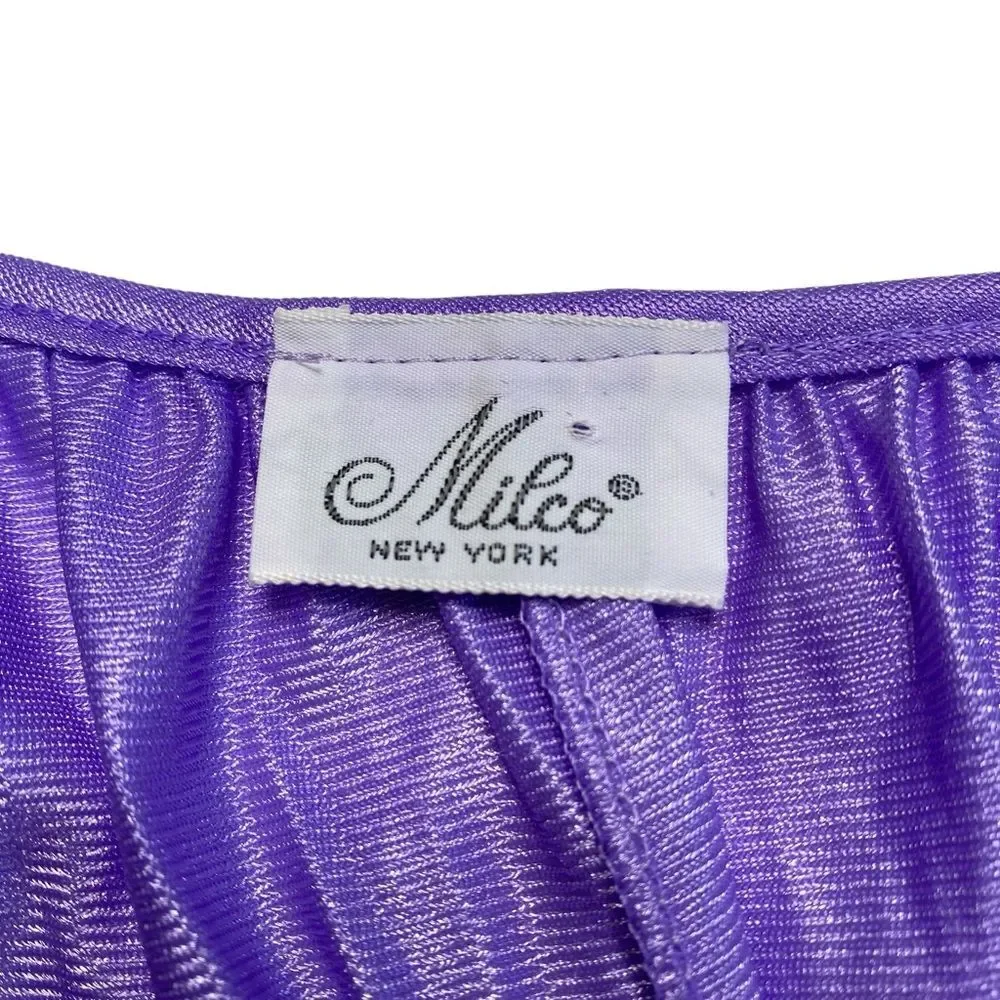 Vintage Milco New York Long Nightgown Nightdress Lavender Lace Floral Inset OS - Picture 10 of 12